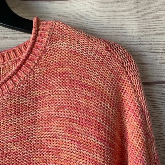 LOFT Pink Pullover Sweater Short Hi Low Bottom Long Sleeve Ribbed Detail Size XS - Picture 11 of 14